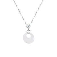 925 Sterling Silver Necklace, with White Chalcedony, with 5CM extender chain, plated, micro pave cubic zirconia & for woman, more colors for choice, Length:Approx 40 cm, Sold By PC