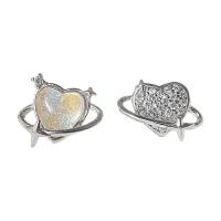 925 Sterling Silver Stud Earrings, with Acrylic, Heart, plated, for woman & with rhinestone, platinum color, 13x10mm, Sold By Pair