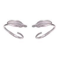 925 Sterling Silver Earring Hook Feather plated for woman platinum color Sold By Pair