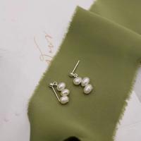 925 Sterling Silber Tropfen & Ohrringe, mit Kunststoff Perlen, plattiert, für Frau, Silberfarbe, 5mmuff0c3mm, verkauft von Paar