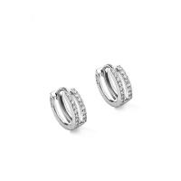 925 Sterling Silver Lever Back Earring, plated, for woman & with rhinestone, platinum color, 11mm, Sold By Pair