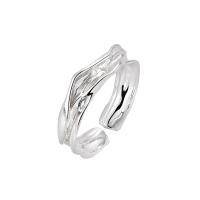 925 Sterling Silver Cuff Finger Ring, unisex & reguliuojamas, sidabras, Dydis:6-8, Pardavė PC