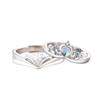 925 Sterling Silver Couple Ring, with Sea Opal, Crown, different styles for choice & micro pave cubic zirconia & for couple, Sold By PC