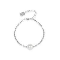 925 Sterling Silver Bracelet, with Glass Pearl, with 2inch extender chain, fashion jewelry & for woman, more colors for choice, Length:Approx 5.9 Inch, Sold By PC