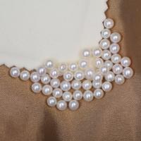 Cultured Half Drilled Freshwater Pearl Beads Slightly Round DIY & half-drilled white 5-5.5mm Sold By PC