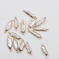 Connecteur de bijoux en laiton, perle d'eau douce cultivée, avec laiton, Baroque, DIY, blanc, 9x20mm, Vendu par PC