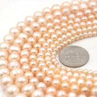 Natural Freshwater Pearl Loose Beads Slightly Round DIY pink Sold Per Approx 36 cm Strand