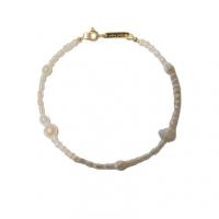 Freshwater Kulturperler Pearl Bracelet, Ferskvandsperle, håndlavet, mode smykker & for kvinde, hvid, Solgt Per 17-20 cm Strand