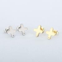 Stainless Steel Earring Stud Component, 304 Stainless Steel, Cross, Vacuum Ion Plating, fashion jewelry & DIY & for woman, more colors for choice, 10x12mm, Sold By Pair