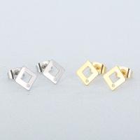 Stainless Steel Earring Stud Component, 304 Stainless Steel, Rhombus, Vacuum Ion Plating, fashion jewelry & DIY & for woman & hollow, more colors for choice, 7mm, Sold By Pair