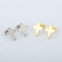 Stainless Steel Earring Stud Component, 304 Stainless Steel, Cross, Vacuum Ion Plating, fashion jewelry & DIY & for woman, more colors for choice, 10x13mm, Sold By Pair