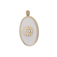 Stainless Steel Pendants, 304 Stainless Steel, with Plastic Pearl, Flat Oval, Vacuum Ion Plating, DIY & enamel, more colors for choice, 21x14mm, Sold By PC