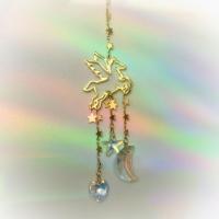 Hanging Ornaments, 304 Stainless Steel, with Crystal & Brass, Horse, Vacuum Ion Plating, for home and office & hollow, mixed colors, Sold By PC