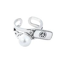 925 Sterling Silver Finger Rings, with Shell Pearl, Antique finish, fashion jewelry & for woman & hollow, nickel, lead & cadmium free, 17mm, Sold By PC