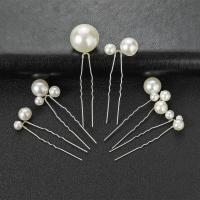 Hair Stick Iron with Plastic Pearl 6 pieces & fashion jewelry & for woman nickel lead & cadmium free 100mm Sold By Set