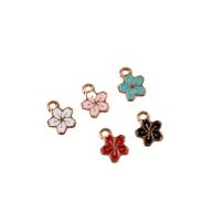 Tibetan Style Enamel Pendants, Flower, gold color plated, DIY, more colors for choice, nickel, lead & cadmium free, 9x11mm, Approx 50PCs/Bag, Sold By Bag