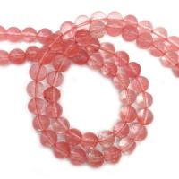 Natural Quartz Jewelry Beads Cherry Quartz Round polished DIY pink Sold Per Approx 38 cm Strand