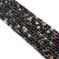 Natürliche schwarze Achat Perlen, Schwarzer Achat, DIY & verschiedene Größen vorhanden & facettierte, schwarz, verkauft per ca. 38 cm Strang