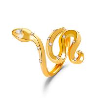 Cúbicos Circonia Micro Pave anillo de latón, metal, Serpiente, chapado, micro arcilla de zirconia cúbica & para mujer, más colores para la opción, libre de níquel, plomo & cadmio, 2mm, Vendido por UD