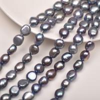 Gioielli Spacer Beads, perla d'acquadolce coltivata naturalmente, DIY, nero, 10mm, Appross. 38PC/filo, Venduto per Appross. 38 cm filo