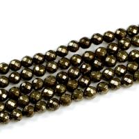 Goldene Pyrit Perlen, rund, DIY & verschiedene Größen vorhanden, braun, verkauft per 385 Millimeter Strang