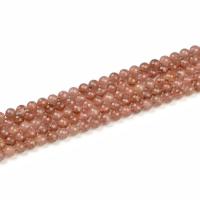 Prirodni kvarc nakit Beads, jagoda kvarc, Krug, možete DIY, crven, 8mm, Prodano Per 380 mm Strand