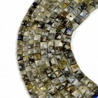 Labradorit Perlen, Quadrat, DIY & verschiedene Größen vorhanden, braun, verkauft per 380 Millimeter Strang