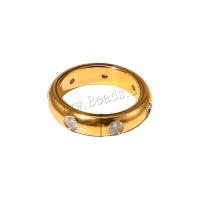 Titanium Čelik Finger Ring, različite veličine za izbor & micro utrti kubni cirkonij & za žene, više boja za izbor, Prodano By PC