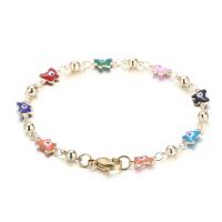 Evil Eye Jewelry Bracelet, Brass, Butterfly, handmade, Unisex & enamel, more colors for choice, Sold By PC