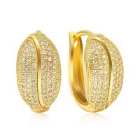 Cubic Zirconia Micro Pave Brass Earring, real gold plated, micro pave cubic zirconia & for woman, more colors for choice, 20x4mm, Sold By Pair