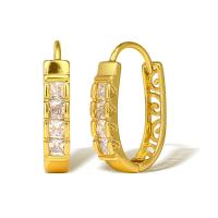 Цирконий Micro Pave латунь Серьги, Латунь, плакированный настоящим золотом, инкрустированное микро кубического циркония & Женский, золотой, продается Пара
