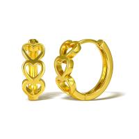 Messing Spring hoop oorbellen, Hart, echt goud verguld, voor vrouw, gouden, Verkocht door pair