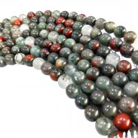 Perles bijoux en pierres gemmes, Bloodstone africain, Rond, poli, DIY & normes différentes pour le choix, couleurs mélangées, 34-37.2CM, Vendu par brin