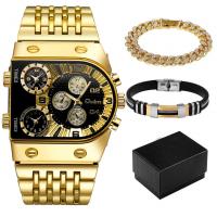 Men Wrist Watch watch & bracelet & necklace Zinc Alloy with Glass three pieces & for man & with rhinestone nickel lead & cadmium free 12mm Length Approx 24 cm Sold By Set