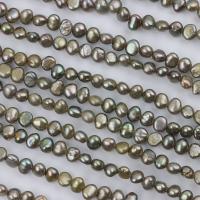 Perle perline Keishi coltivate d'acqua dolce, perla d'acquadolce coltivata naturalmente, DIY, verde, 4-5mm, Venduto per Appross. 39-40 cm filo