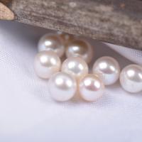 Natural Freshwater Pearl Loose Beads Slightly Round DIY & no hole white Sold By PC