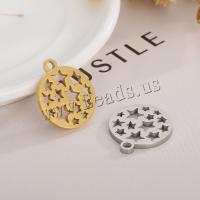 Stainless Steel Pendants 304 Stainless Steel Flat Round Vacuum Ion Plating DIY & hollow Sold By PC