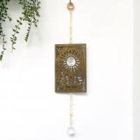 Hanging Ornaments Wood with Crystal & Quartz Rectangle plated for home and office & fashion jewelry & hollow 550mm Sold By PC
