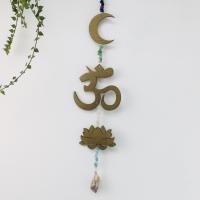 Hanging Ornaments Wood with Gemstone & Brass silver color plated for home and office & fashion jewelry 460mm Sold By PC
