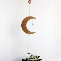 Hängende Ornamente, Holz, mit Mondstein & Kristall, Mond, für Zuhause und Büro & Modeschmuck, keine, 390mm, verkauft von PC