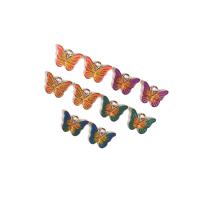 Zinc Alloy Enamel Pendants Butterfly gold color plated DIY Approx Sold By Bag