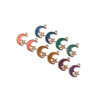 Zinc Alloy Enamel Pendants Moon and Star gold color plated DIY Approx Sold By Bag