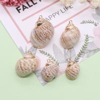Shell Pendants with Brass Conch gold color plated DIY mixed colors 13x20- Sold By Bag