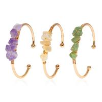 Gemstone Bracelets Natural Stone with Zinc Alloy gold color plated fashion jewelry & Unisex Inner Approx 55mm Sold By PC