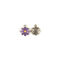 Tibetan Style Enamel Pendants, Daisy, gold color plated, DIY, more colors for choice, 15x18mm, Approx 100PCs/Bag, Sold By Bag