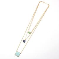 Zinc Alloy Sweater Chain Necklace with Lapis Lazuli & turquoise three layers & fashion jewelry & for woman nickel lead & cadmium free Length Approx 16.53 Inch Approx 19.29 Inch Approx 24.8 Inch Sold By PC