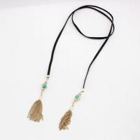Zinc Alloy Jewelry Necklace with leather cord & turquoise fashion jewelry & for woman nickel lead & cadmium free Length Approx 34.64 Inch Sold By PC