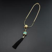 Brass Necklace, with turquoise, fashion jewelry & for woman, nickel, lead & cadmium free, Length:Approx 17.71 Inch, Sold By PC