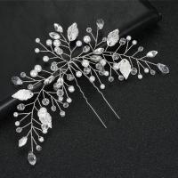 Hair Stick Iron with Crystal & Plastic Pearl fashion jewelry & for woman Sold By PC