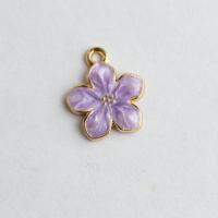 Tibetan Style Enamel Pendants, Flower, gold color plated, DIY, more colors for choice, nickel, lead & cadmium free, 14x17mm, Approx 50PCs/Bag, Sold By Bag